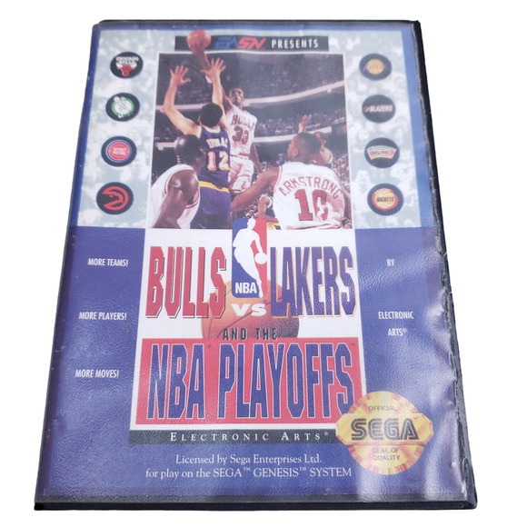 Bulls vs Lakers Sega Genesis 1991 In Box No Manual Vintage NBA Playoffs Game - Picture 1 of 4